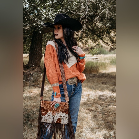 The Lancaster (Gold Splattered Cowhide) a Haute Southern Hyde Exclusive Purse - Picture 2 of 5